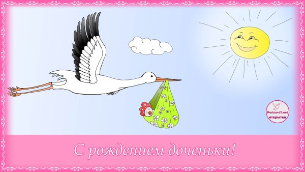 Открытка с рождением Дочки