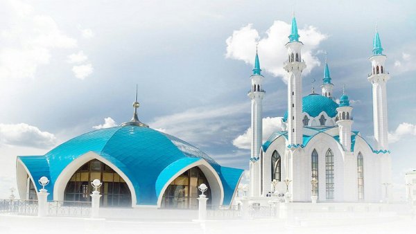 Мечеть на голубом фоне