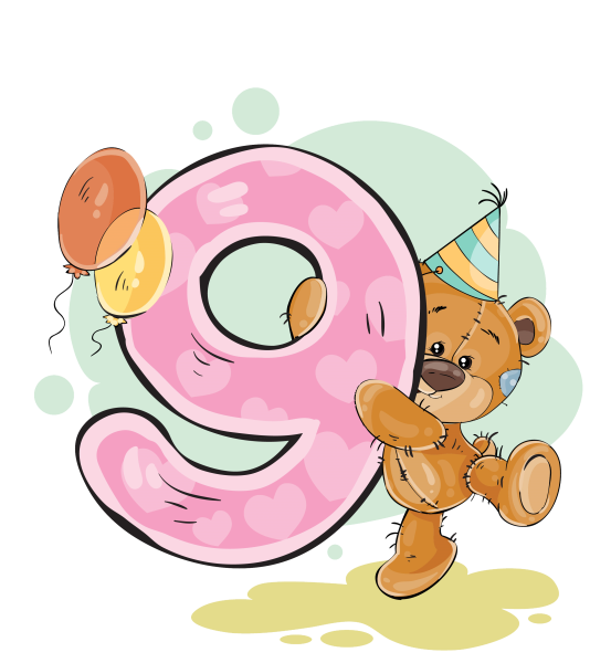 Мишка с цифрой 9