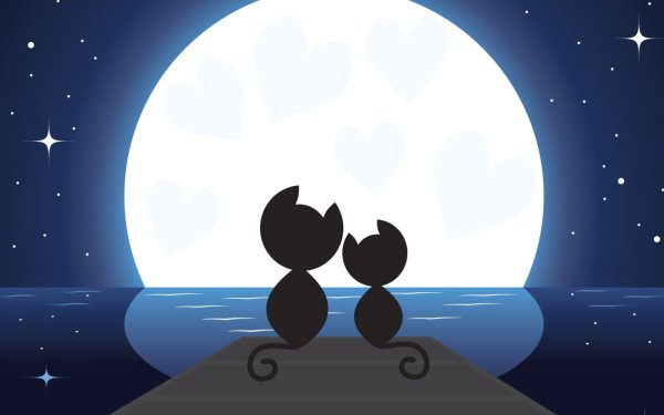 Кошка на фоне Луны