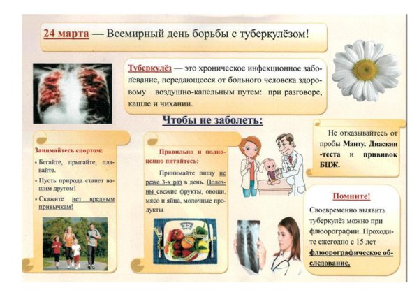 24 Марта Всемирный день борьбы с туберкулезом буклет