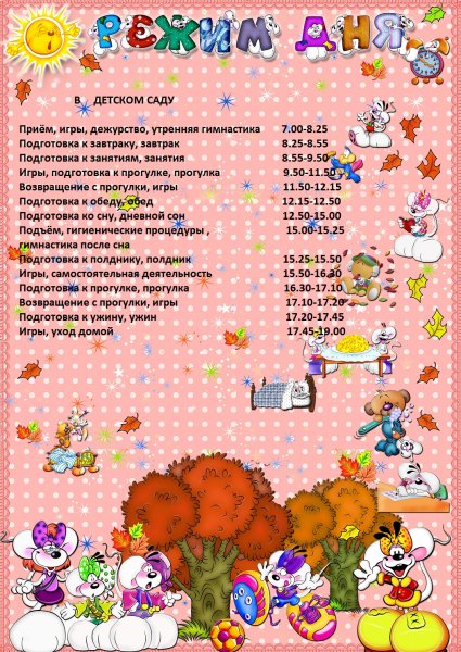 Режим дня для детей в детском саду