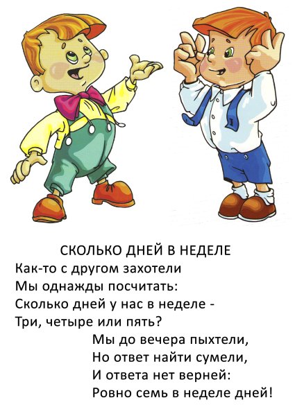 Стихи с днями недели для детей