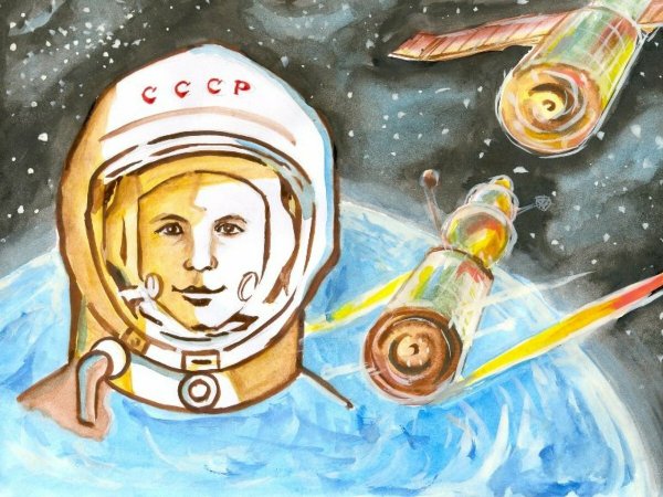 Детские рисунки на тему космонавтики