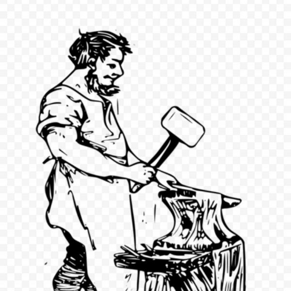 Кузнец на белом фоне