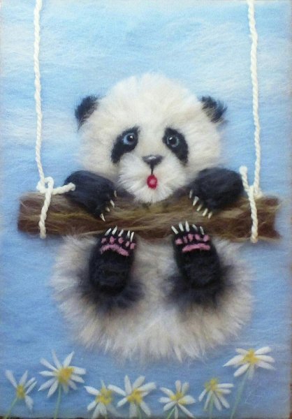 Картины из шерсти Панда