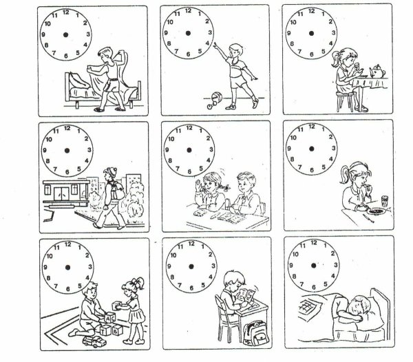 Режим дня раскраска