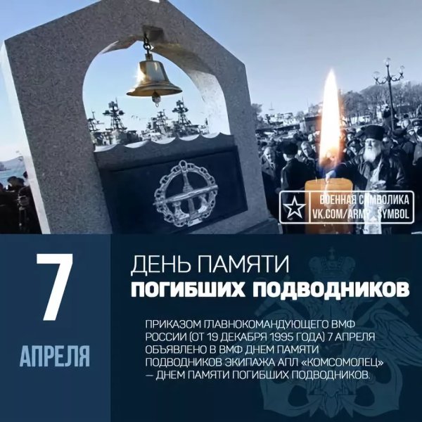 7 Апреля день памяти погибших моряков-подводников