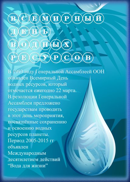 22 Марта Всемирный день водных ресурсов