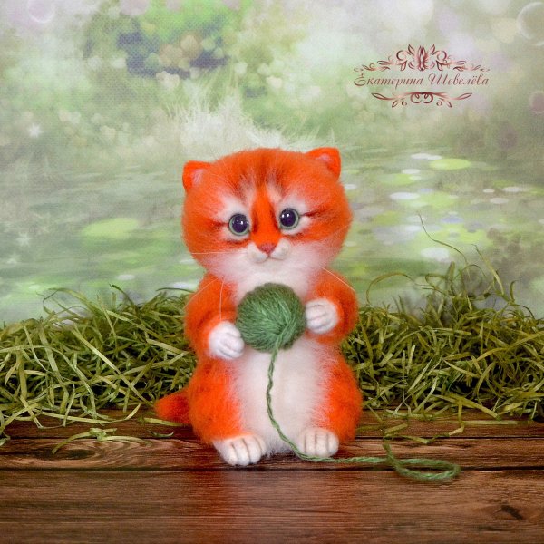 Котенок из шерсти валяние
