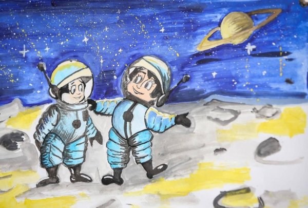 Детские рисунки ко Дню космонавтики