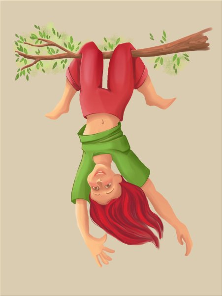 Человек висит вниз головой
