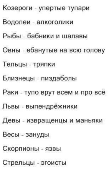 Смешной гороскоп по знакам зодиака