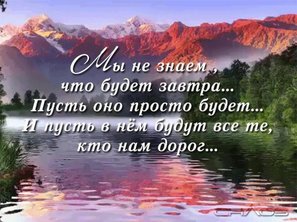 Мы не знаем что будет завтра пусть оно просто будет