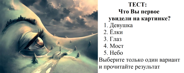 Что видишь первым на картинке тест