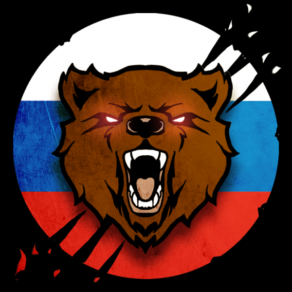 Медведь на фоне флага