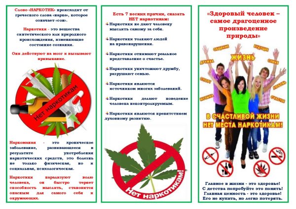 Памятка нет наркотикам