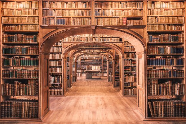 Книжные полки в библиотеке