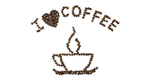 Надпись Coffee из зерен