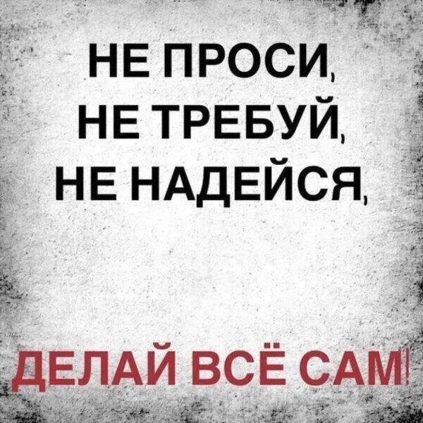 Не проси не требуй не надейся делай всё сам