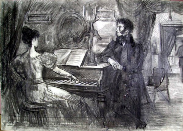 Пушкин и Керн в Михайловском