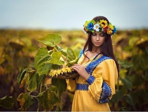 Девушки в вышиванках в поле