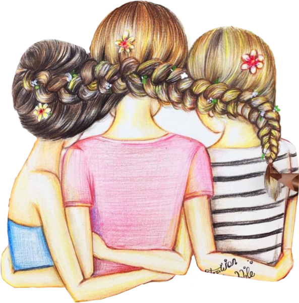 3 Девочки нарисованные