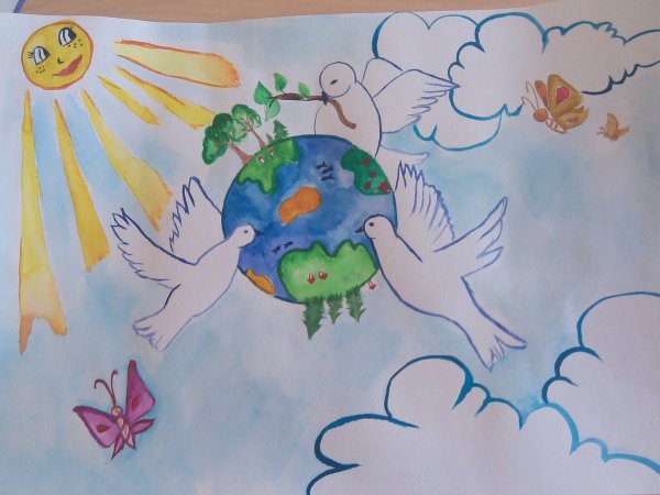 Мирное небо рисунок детей