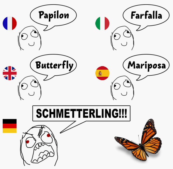 Бабочка на немецком языке