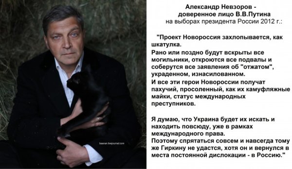 Невзоров доверенное лицо Путина 2012
