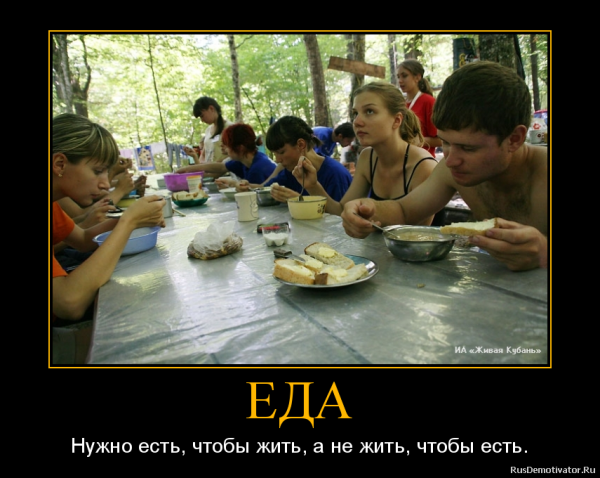 Надо есть чтобы жить а не жить чтобы есть