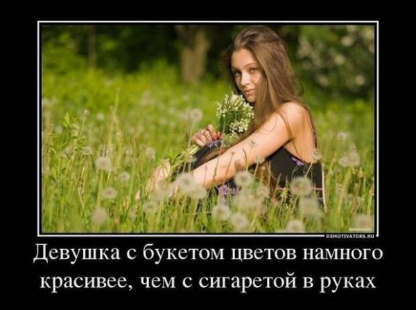 Демотиватор девушка с цветами
