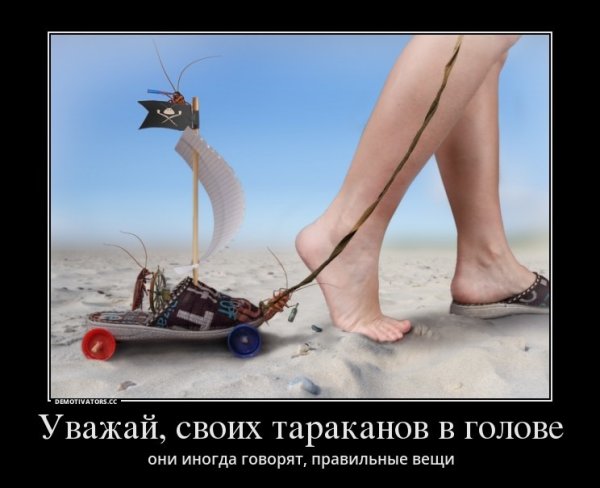 Демотиватор тараканы в голове