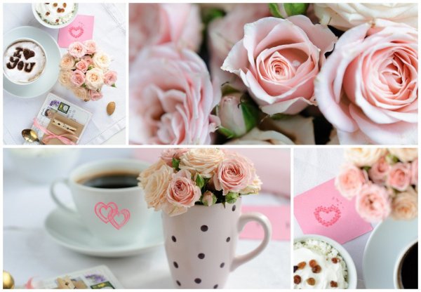 Нежные цветы и кофе