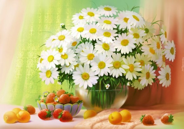 Алмазная мозаика ромашки