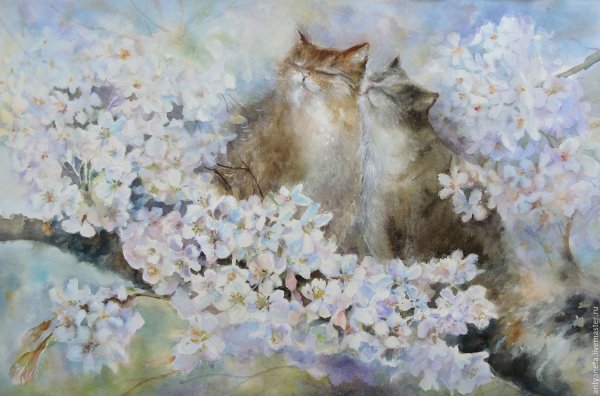 Весенние коты в живописи