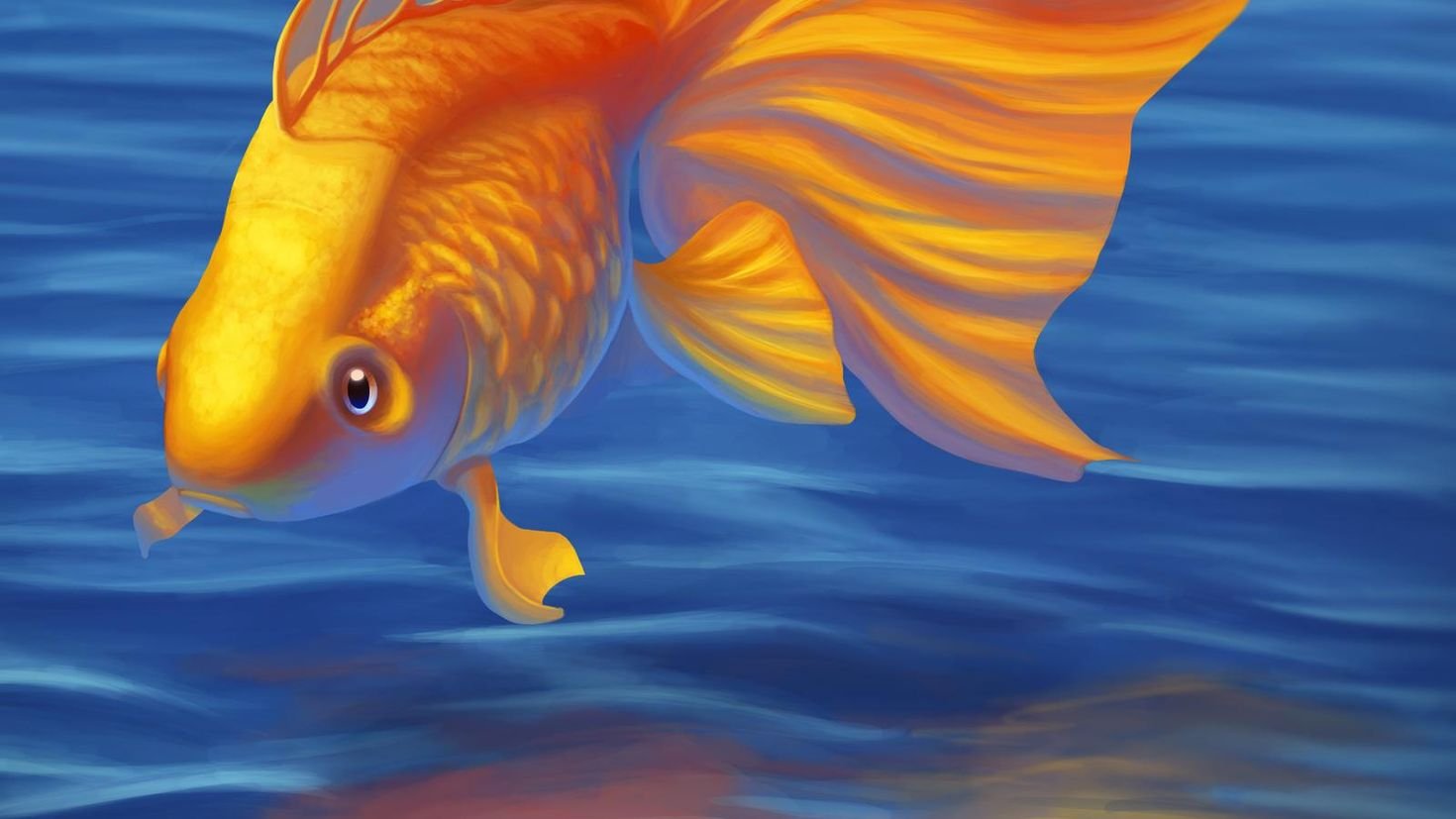 золотая рыбка в море