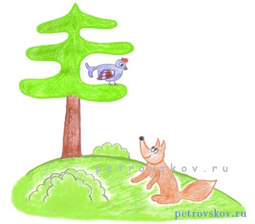 Иллюстрация к сказке лиса и тетерев