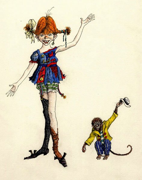 Пеппи длинный чулок иллюстрации