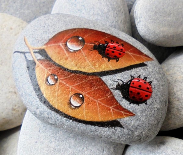 Роспись камней акриловыми красками для начинающих