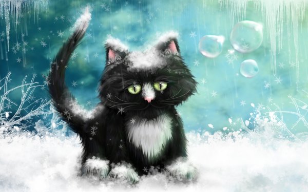 Котенок в снегу