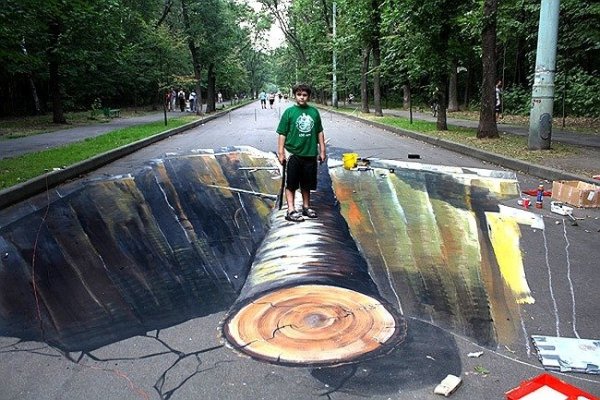 3d рисунки на асфальте в Москве