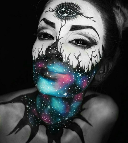 Макияж гуашью на лице