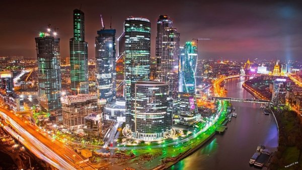 Ночная Москва Москоу Сити