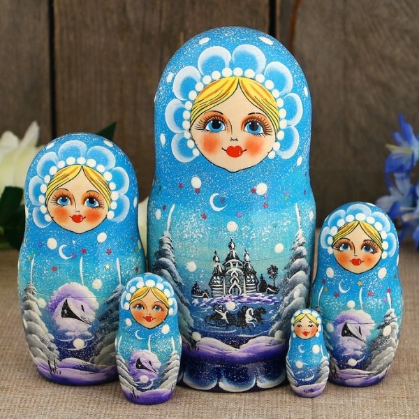 Зимние матрешки роспись