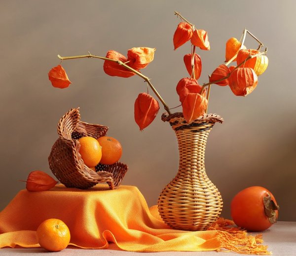 Хурма, мандарины, виноград