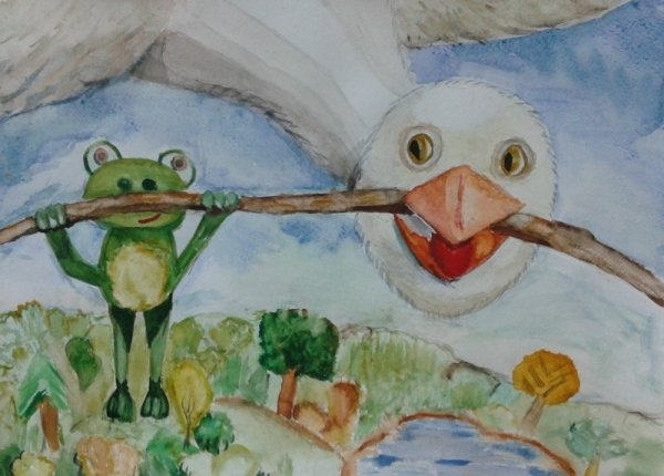 Лягушка путешественница рису