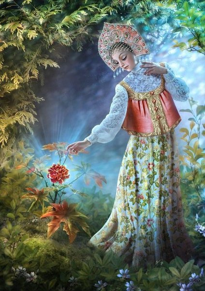 Сказочные цветы на черном фоне