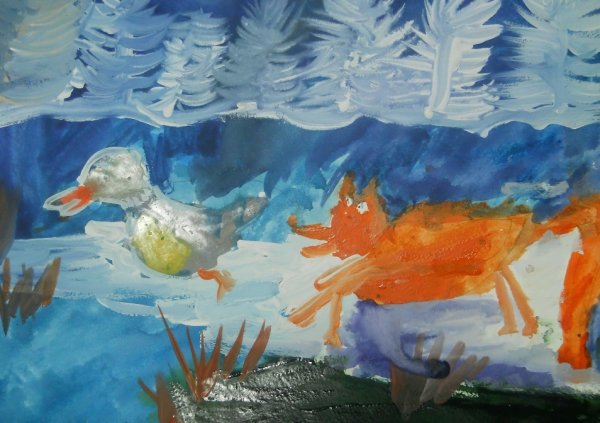 Рисунок к сказке серая шейка карандашом