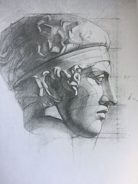 Бегак рисунок гипсовой головы